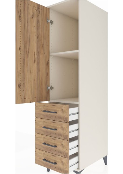 Kronos Dolap 2 Raflı 4 Çekmeceli Tek Kapaklı 44X59X182 Aytaşı-Çam indirimleri