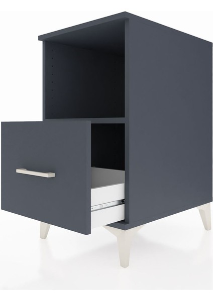 Kronos Komodin Tek Raflı Tek Çekmeceli 44X59X80 Antrasit-Antrasit indirimleri