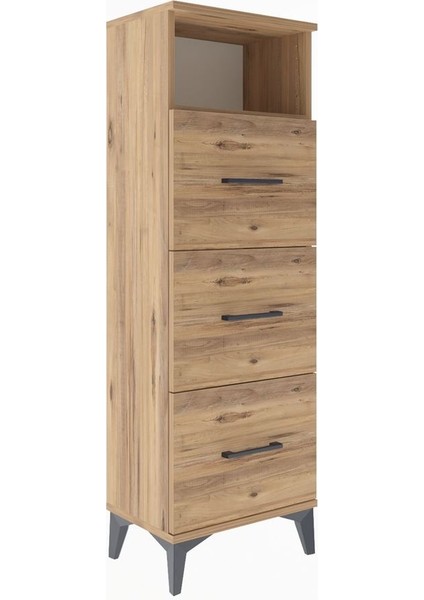 Arges Dolap Tek Raflı 3 Çekmeceli 44X30X134 Çam-Çam fiyatları