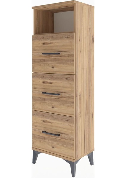 Arges Dolap Tek Raflı 3 Çekmeceli 44X30X134 Çam-Çam modelleri