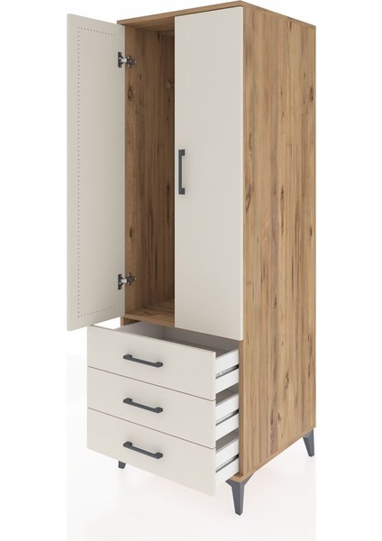 Kronos Dolap Tek Raflı 3 Çekmeceli Tek Askılı 60X59X182 Çam-Aytaşı fırsatları