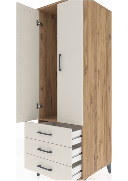 Kronos Dolap Tek Raflı 3 Çekmeceli Tek Askılı 60X59X182 Çam-Aytaşı indirimleri