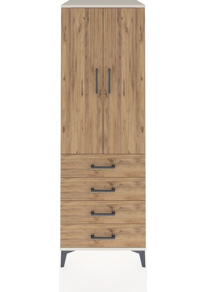 Kronos Dolap 2 Raflı 4 Çekmeceli 2 Kapaklı 60X59X182 Aytaşı-Çam