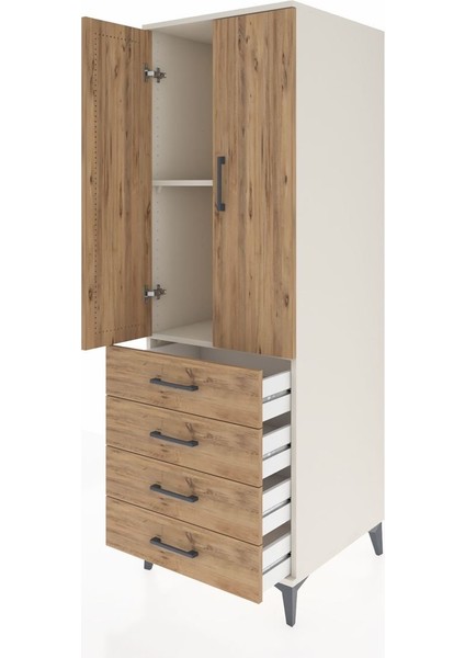 Kronos Dolap 2 Raflı 4 Çekmeceli 2 Kapaklı 60X59X182 Aytaşı-Çam fırsatları