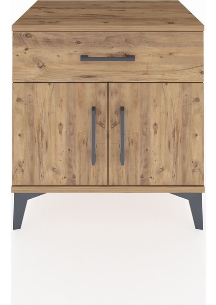 Hyperion Komodin Tek Raflı Tek Çekmeceli 2 Kapaklı 60X44X64 Çam-Çam