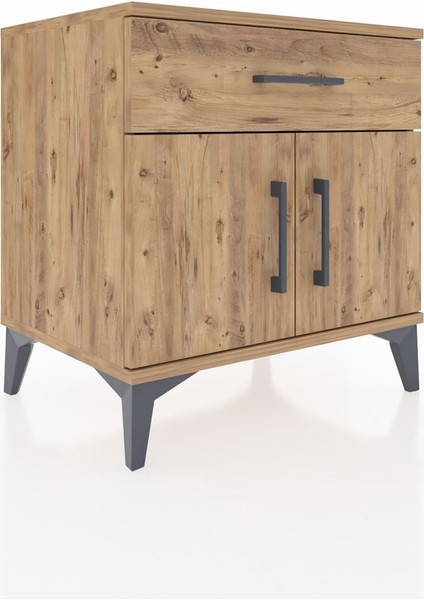 Hyperion Komodin Tek Raflı Tek Çekmeceli 2 Kapaklı 60X44X64 Çam-Çam fiyatları