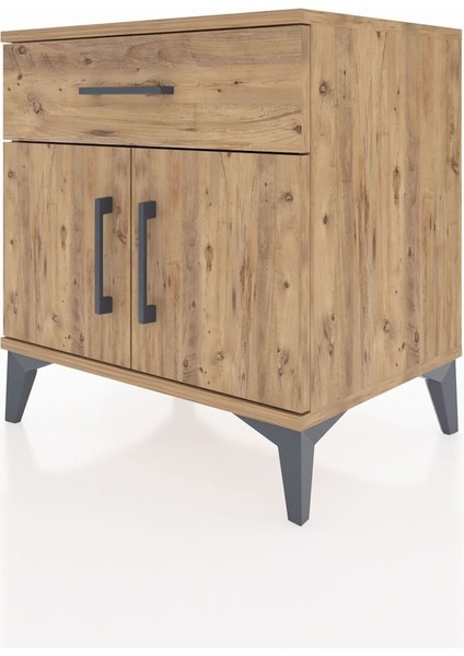 Hyperion Komodin Tek Raflı Tek Çekmeceli 2 Kapaklı 60X44X64 Çam-Çam modelleri