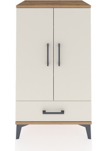 Hyperion Komodin 3 Raflı Tek Çekmeceli 2 Kapaklı 60X44X106 Çam-Aytaşı