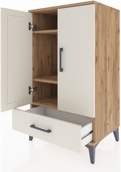 Hyperion Komodin 3 Raflı Tek Çekmeceli 2 Kapaklı 60X44X106 Çam-Aytaşı fırsatları