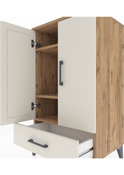 Hyperion Komodin 3 Raflı Tek Çekmeceli 2 Kapaklı 60X44X106 Çam-Aytaşı indirimleri