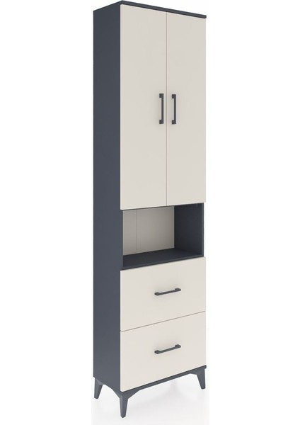 Arges Dolap 4 Raflı 2 Çekmeceli 2 Kapaklı 60X30X221 Antrasit-Aytaşı fiyatları