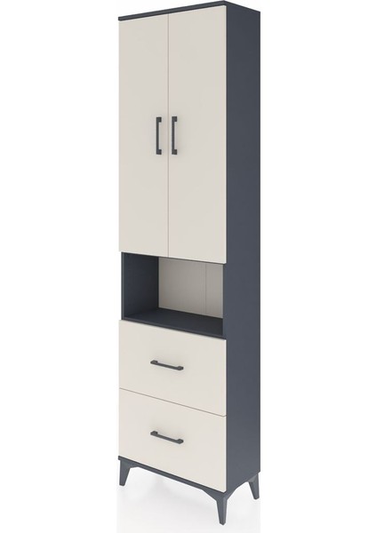 Arges Dolap 4 Raflı 2 Çekmeceli 2 Kapaklı 60X30X221 Antrasit-Aytaşı modelleri