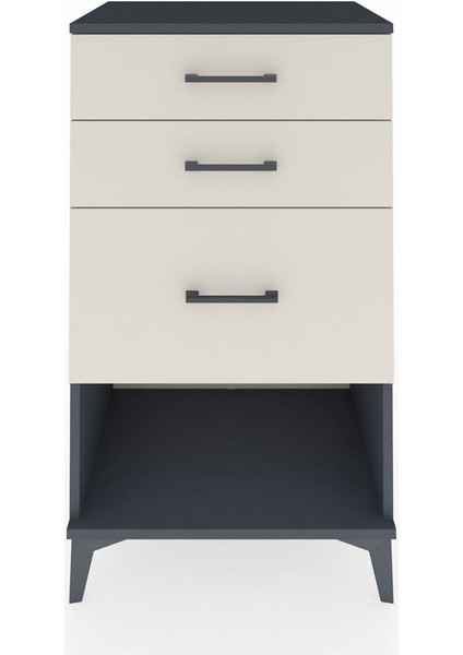 Hyperion Komodin 3 Çekmeceli 60X44X106 Antrasit-Aytaşı