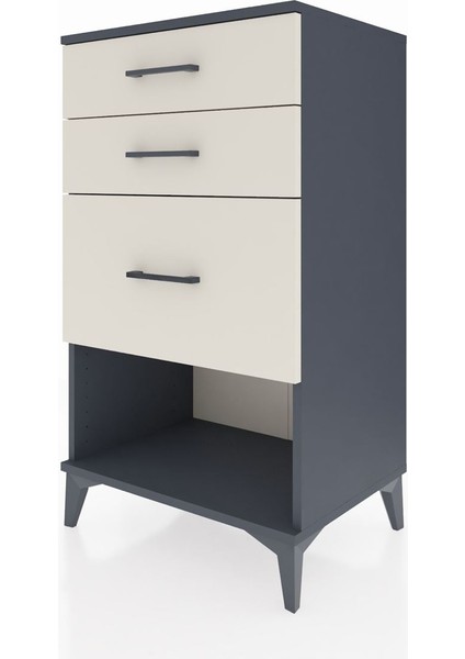 Hyperion Komodin 3 Çekmeceli 60X44X106 Antrasit-Aytaşı modelleri