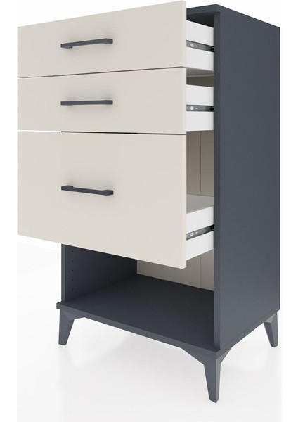 Hyperion Komodin 3 Çekmeceli 60X44X106 Antrasit-Aytaşı fırsatları
