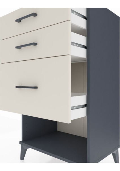 Hyperion Komodin 3 Çekmeceli 60X44X106 Antrasit-Aytaşı indirimleri