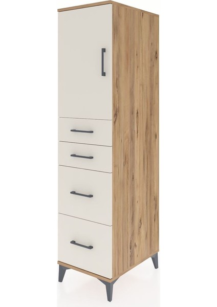 Kronos Dolap Tek Raflı 4 Çekmeceli Tek Kapaklı 44X59X182 Çam-Aytaşı modelleri