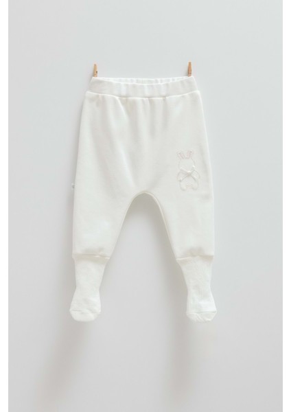 Cute Rabbıt Çoraplı Bebek Pantolon - Caramell - APK1484 - Ekru - 3 - 6 Ay - APK1484-EKRU-3 - 6 Ay Ekru