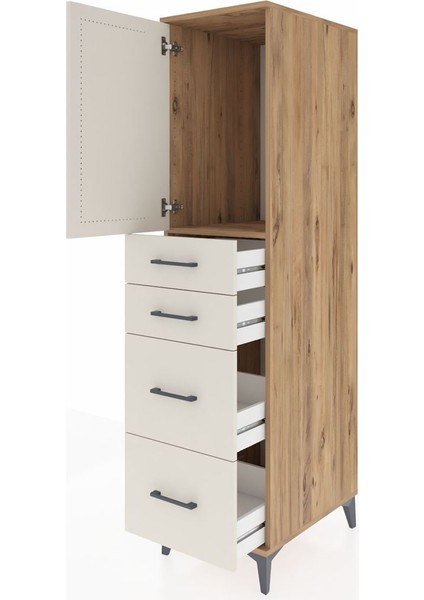 Kronos Dolap Tek Raflı 4 Çekmeceli Tek Kapaklı 44X59X182 Çam-Aytaşı fırsatları