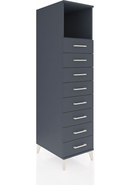 Kronos Dolap Tek Raflı 8 Çekmeceli 44X59X182 Antrasit-Antrasit fiyatları