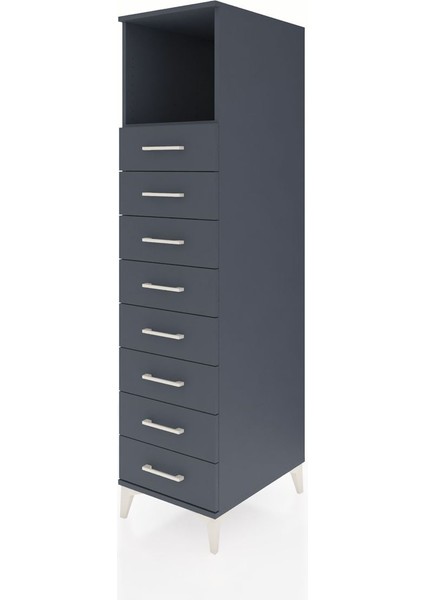 Kronos Dolap Tek Raflı 8 Çekmeceli 44X59X182 Antrasit-Antrasit modelleri