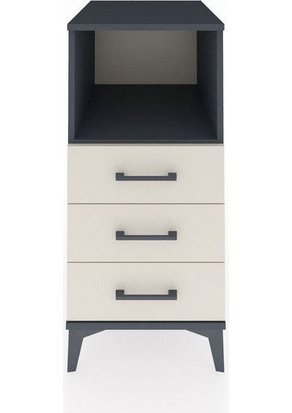 Kronos Komodin Tek Raflı 3 Çekmeceli 44X59X96 Antrasit-Aytaşı