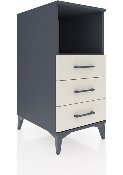 Kronos Komodin Tek Raflı 3 Çekmeceli 44X59X96 Antrasit-Aytaşı fiyatları