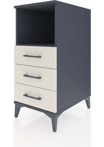 Kronos Komodin Tek Raflı 3 Çekmeceli 44X59X96 Antrasit-Aytaşı modelleri