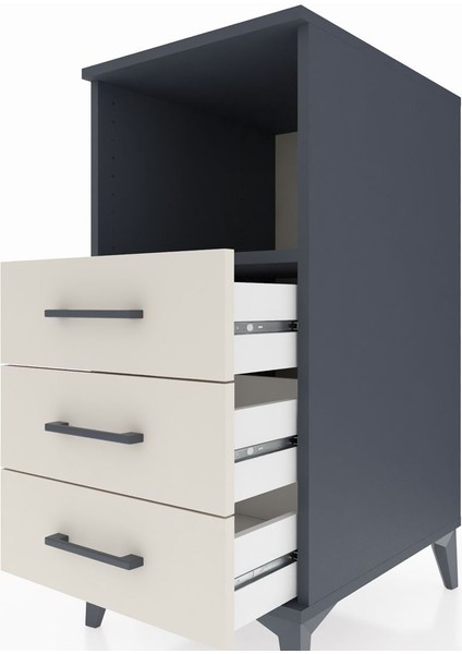 Kronos Komodin Tek Raflı 3 Çekmeceli 44X59X96 Antrasit-Aytaşı indirimleri
