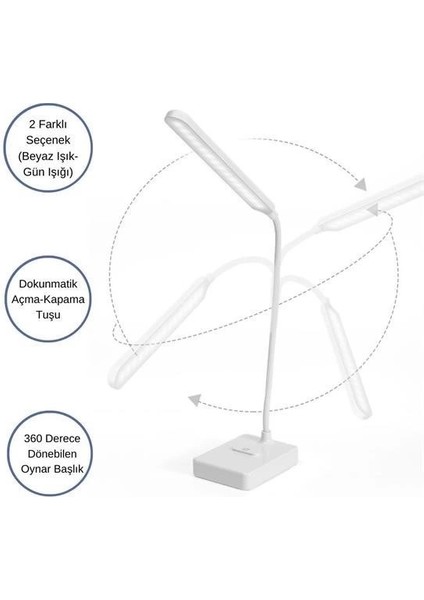 Ince Uzun Usbli Dokunmatik 3 Kademeli 360 Derece Özel Göz Korumalı LED Lityum Masa Lambası modelleri