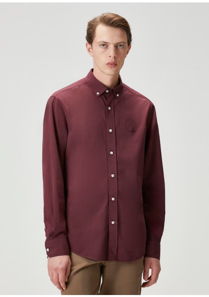 Comfort Fit Mürdüm Gabardin Doku Gömlek modelleri