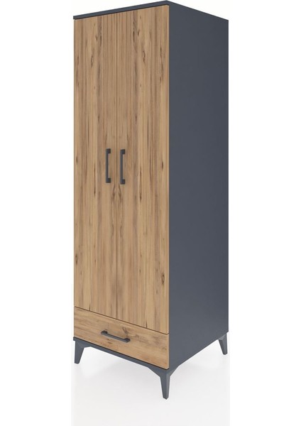 Kronos Dolap 4 Raflı Tek Çekmeceli 2 Kapaklı 60X59X182 Antrasit-Çam modelleri