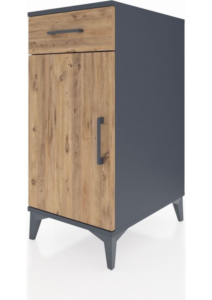 Kronos Komodin 2 Raflı Tek Çekmeceli Tek Kapaklı 44X59X96 Antrasit-Çam modelleri