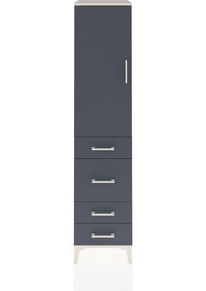 Hyperion Dolap 3 Raflı 4 Çekmeceli Tek Kapaklı 44X44X195 Aytaşı-Antrasit