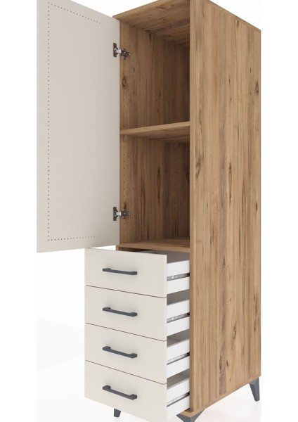 Kronos Dolap 2 Raflı 4 Çekmeceli Tek Kapaklı 44X59X182 Çam-Aytaşı indirimleri