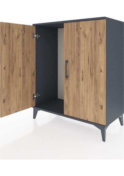 Hyperion Şifonyer 2 Kapaklı 88X44X106 Antrasit-Çam fırsatları