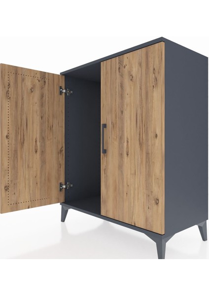 Hyperion Şifonyer 2 Kapaklı 88X44X106 Antrasit-Çam indirimleri