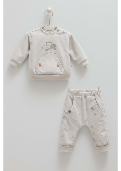 Cool Mountaın Kanguru Cep Detaylı Alt Üst Takım - Caramell - TKE2025 - Gri - 9 - 12 Ay - TKE2025-GRI-9 - 12 Ay Gri