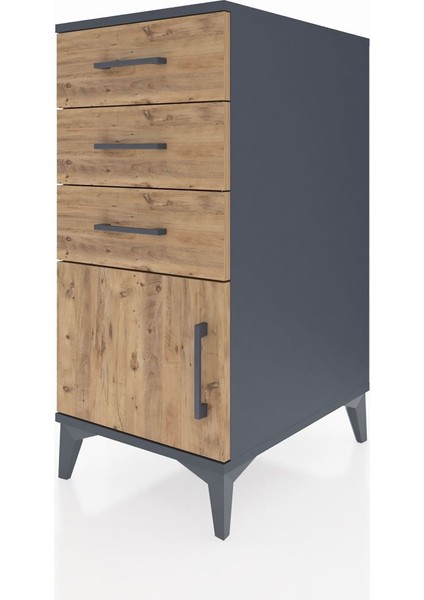 Kronos Komodin 3 Çekmeceli Tek Kapaklı 44X59X96 Antrasit-Çam modelleri