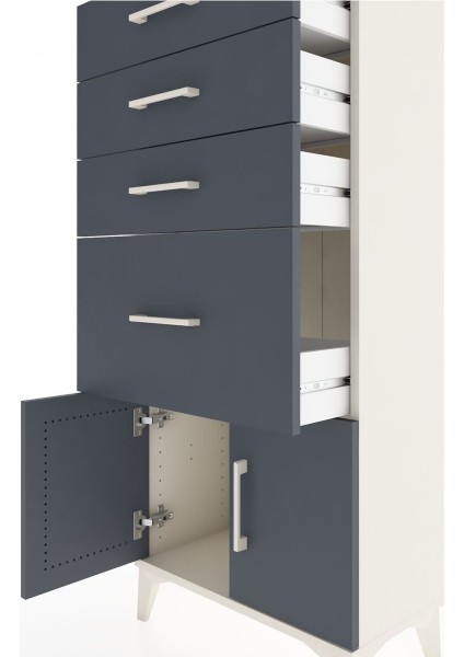 Hyperion Dolap 4 Çekmeceli 2 Kapaklı 60X44X134 Aytaşı-Antrasit indirimleri