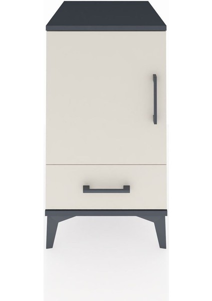 Kronos Komodin 2 Raflı Tek Çekmeceli Tek Kapaklı 44X59X80 Antrasit-Aytaşı