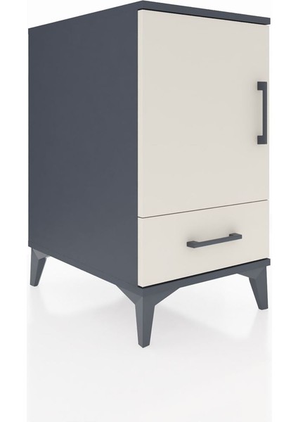 Kronos Komodin 2 Raflı Tek Çekmeceli Tek Kapaklı 44X59X80 Antrasit-Aytaşı fiyatları