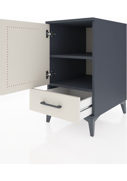 Kronos Komodin 2 Raflı Tek Çekmeceli Tek Kapaklı 44X59X80 Antrasit-Aytaşı fırsatları