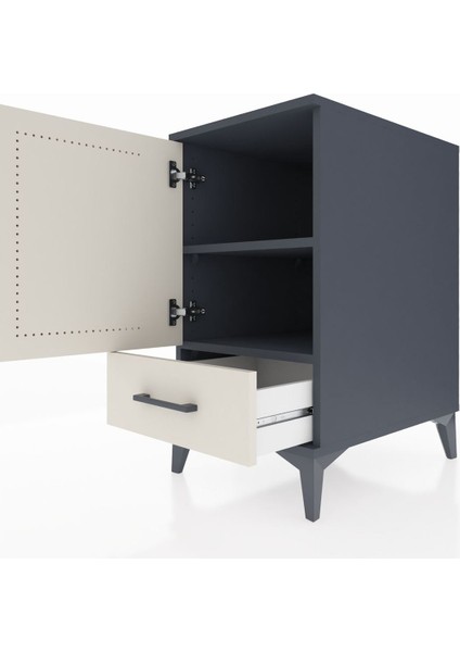 Kronos Komodin 2 Raflı Tek Çekmeceli Tek Kapaklı 44X59X80 Antrasit-Aytaşı indirimleri