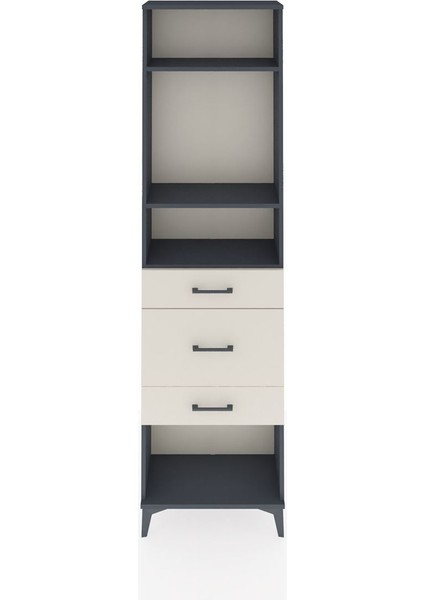 Arges Dolap 3 Raflı 3 Çekmeceli 60X30X221 Antrasit-Aytaşı