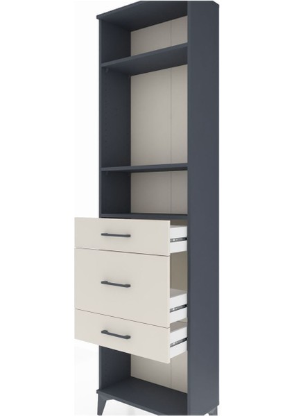 Arges Dolap 3 Raflı 3 Çekmeceli 60X30X221 Antrasit-Aytaşı indirimleri