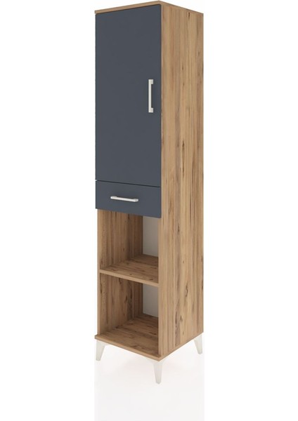 Hyperion Dolap 4 Raflı Tek Çekmeceli Tek Kapaklı 44X44X195 Çam-Antrasit modelleri