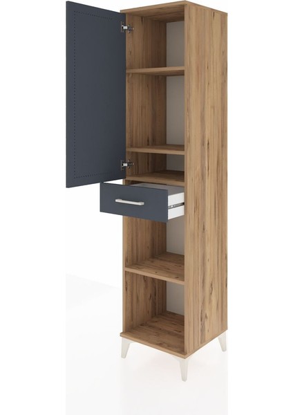 Hyperion Dolap 4 Raflı Tek Çekmeceli Tek Kapaklı 44X44X195 Çam-Antrasit fırsatları