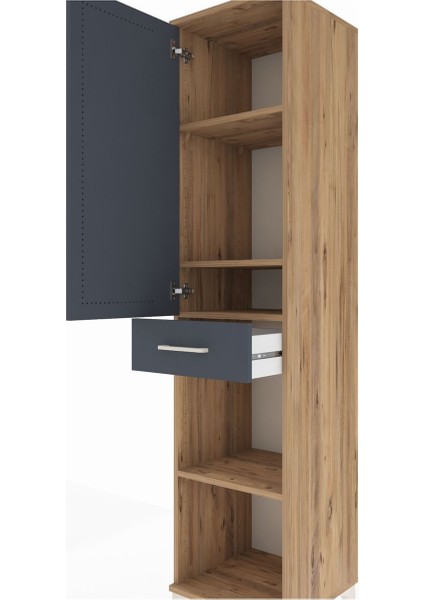 Hyperion Dolap 4 Raflı Tek Çekmeceli Tek Kapaklı 44X44X195 Çam-Antrasit indirimleri