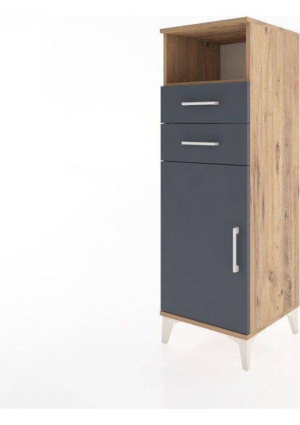 Hyperion Dolap 2 Raflı 2 Çekmeceli Tek Kapaklı 44X44X134 Çam-Antrasit modelleri